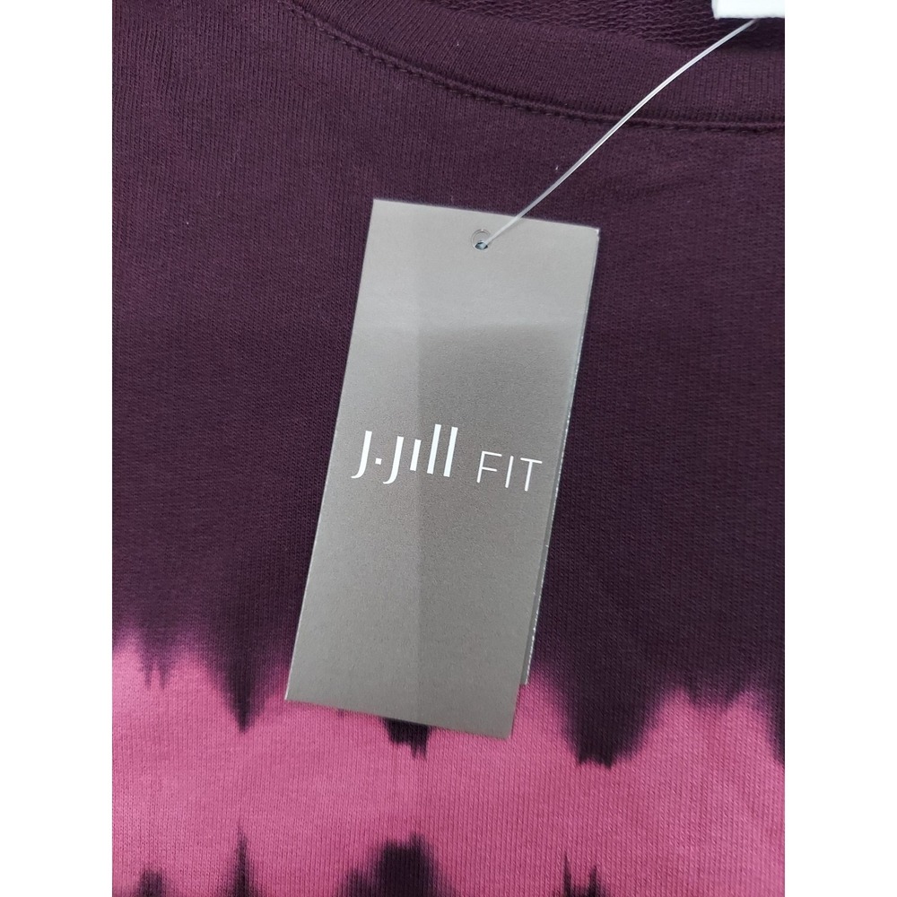 J Jill Fit Sweatshirt Top Women XL Pink Burgundy Tie Dye Pullover Tunic Sweater - Picture 4 of 11